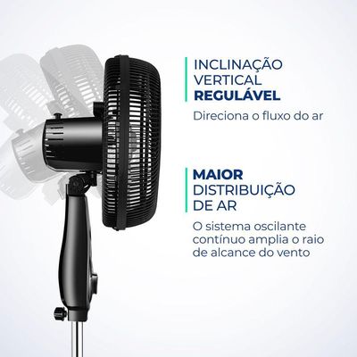 Ventilador Coluna Mondial - Turbo 06 Pás - Vt-30c-nb Vent 30cm Vt-30c-nb 127v/60hz Turbo Coluna