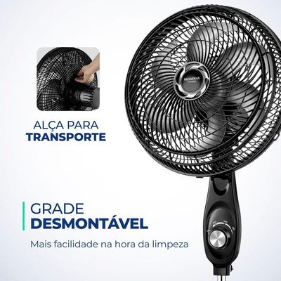 Ventilador Coluna Mondial - Turbo 06 Pás - Vt-30c-nb Vent 30cm Vt-30c-nb 127v/60hz Turbo Coluna