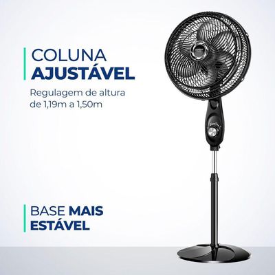 Ventilador Coluna Mondial - Turbo 06 Pás - Vt-30c-nb Vent 30cm Vt-30c-nb 127v/60hz Turbo Coluna