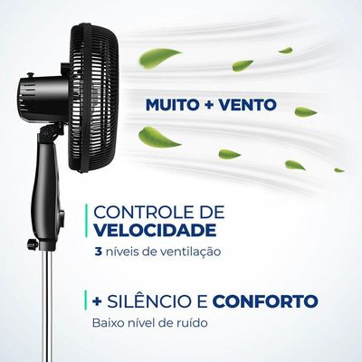 Ventilador Coluna Mondial - Turbo 06 Pás - Vt-30c-nb Vent 30cm Vt-30c-nb 127v/60hz Turbo Coluna