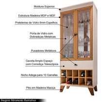 Cristaleira Bar e Adega Andorra Decorativa Sala de Estar Off White/Cinamomo G26 - Gran Belo