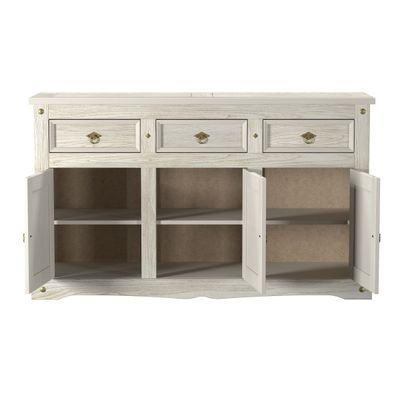 Aparador Buffet em Madeira 3 Portas 3 Gavetas 150 cm Patina Branca Elliottiis