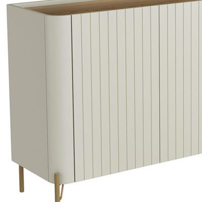 Aparador Buffet Sala de Jantar 4 Portas Brise Pés Industrial Dourado Naim I03 Luna Louro - Lyam