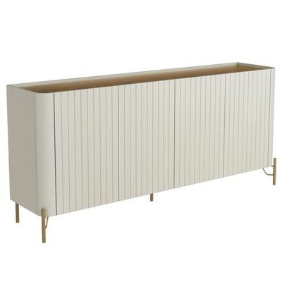Aparador Buffet Sala de Jantar 4 Portas Brise Pés Industrial Dourado Naim I03 Luna Louro - Lyam