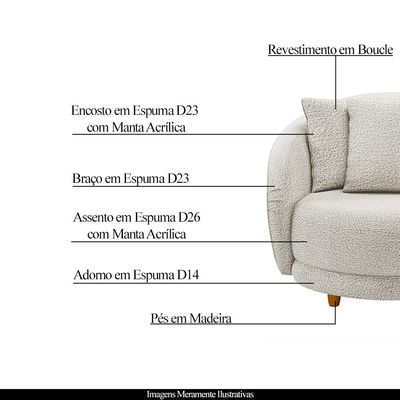 Poltrona Decorativa Base Fixa Galáxia com Almofadas Boucle Branco G45 - Gran Belo