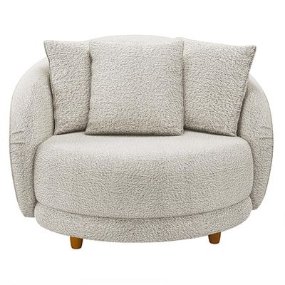 Poltrona Decorativa Base Fixa Galáxia com Almofadas Boucle Branco G45 - Gran Belo