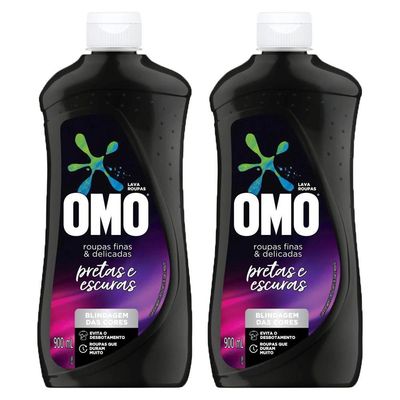 Kit 2 Sabão Líquido OMO Roupas Finas e Delicadas Roupas Pretas e Escuras 900ml