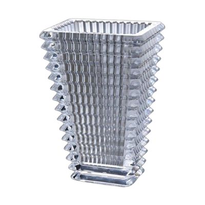 Vaso vidro cristal translucido lapidado 27cm. Corpo em escamas Pesado Ideal para Arranjo Branco