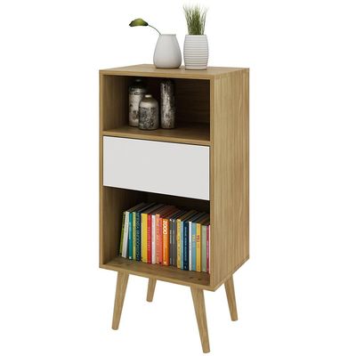 Estante para Escritório Sala de Estar E1715 MDP Natural/Off White - Gran Belo
