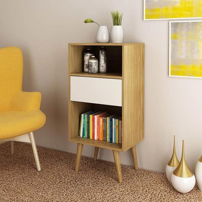 Estante para Escritório Sala de Estar E1715 MDP Natural/Off White - Gran Belo