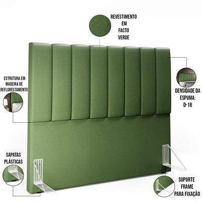 Cabeceira Cama Box Casal 140 cm Dália W01 Facto Verde Musgo - Lyam Decor