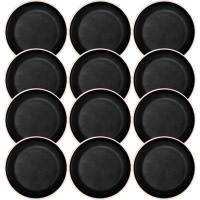 Jogo 12 Pratos Pretos Sushi 26cm Melamina Wolff Class Sashimi Petisqueira Redonda