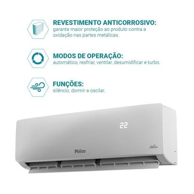 Ar condicionado Split Philco Hi Wall Inverter BTUs/h Frio PAC12FC 220V