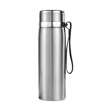 Garrafinha Térmica Aço Inox 800ml água Gelada Quente Com Vedação Academia Trilha Prateado