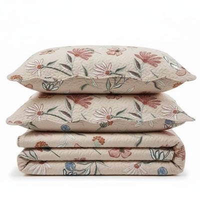 Kit Cobre Leito Colcha Magnus Solteiro 2 Peças Dupla Face Estampado Floral - Rosa - 100% Poliéster