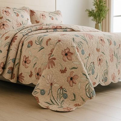 Kit Cobre Leito Colcha Magnus Solteiro 2 Peças Dupla Face Estampado Floral - Rosa - 100% Poliéster