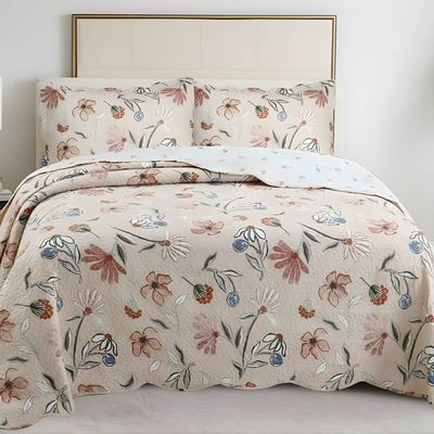 Kit Cobre Leito Colcha Magnus Solteiro 2 Peças Dupla Face Estampado Floral - Rosa - 100% Poliéster