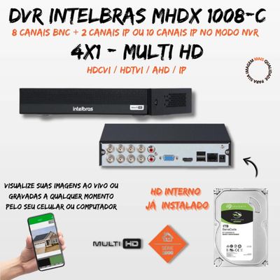 Kit 6 Câmeras Segurança Color 1080p 2.8mm Dvr Intelbras 1tb