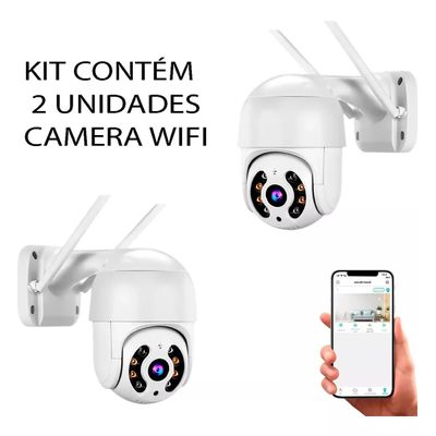 Kit 2 Camera Externa Ip Wifi Segurança Resistente Agua Full