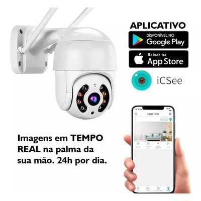 Kit 2 Camera Externa Ip Wifi Segurança Resistente Agua Full