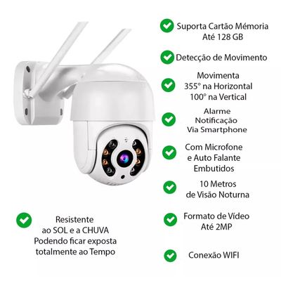 Kit 2 Camera Externa Ip Wifi Segurança Resistente Agua Full