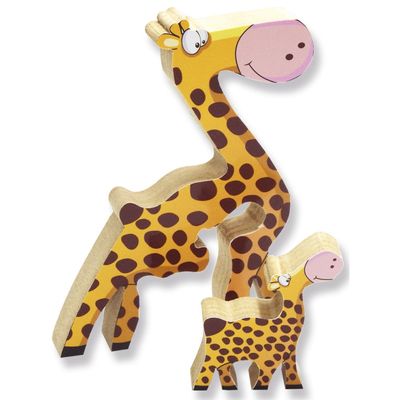 Quebra Cabeça Zoo Filhotes Madeira - Girafa - Amarelo - 73622 - Maninho Artesanatos