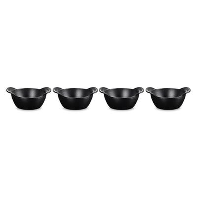CONJUNTO 4 MINI COCOTTES LE CREUSET BASE GOURMAND SEM TAMPA 11CM BLACK MATTE 20500110000425