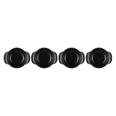 CONJUNTO 4 MINI COCOTTES LE CREUSET BASE GOURMAND SEM TAMPA 11CM BLACK MATTE 20500110000425