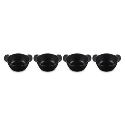 CONJUNTO 4 MINI COCOTTES LE CREUSET BASE GOURMAND SEM TAMPA 11CM BLACK MATTE 20500110000425