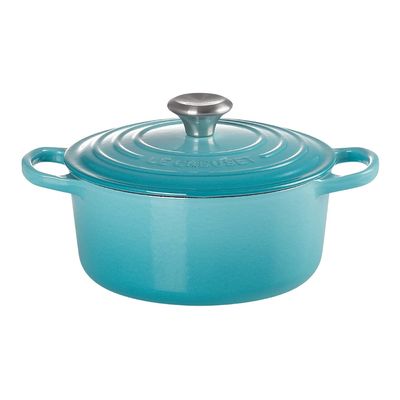 PANELA LE CREUSET REDONDA SIGNATURE EM FERRO FUNDIDO 16CM AZUL CARIBE  21177161702430