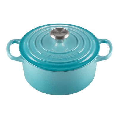 PANELA LE CREUSET REDONDA SIGNATURE EM FERRO FUNDIDO 16CM AZUL CARIBE  21177161702430