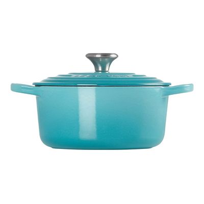 PANELA LE CREUSET REDONDA SIGNATURE EM FERRO FUNDIDO 16CM AZUL CARIBE  21177161702430