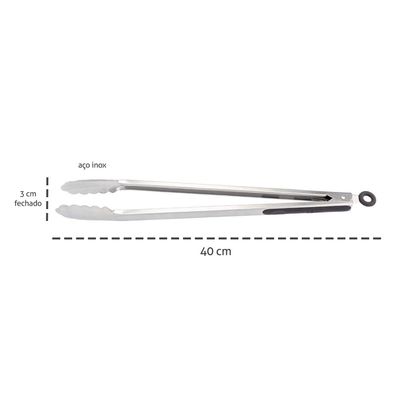 Pegador de Alimentos Inox Pinça Profissional Churrasco 40cm