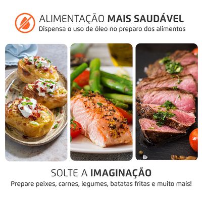 Fritadeira Sem Óleo Com Divisória Air Fryer 4L Mondial Preto/Prata 1500W - AFD-40-BFS 127V