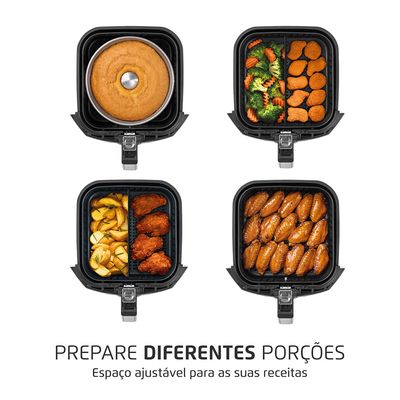 Fritadeira Sem Óleo Com Divisória Air Fryer 4L Mondial Preto/Inox 1500W - AFD-40-BI 127V