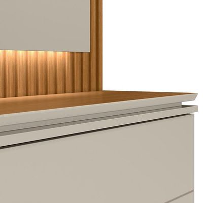 Estante Home Para 75 Pol Ripado Com Led 215cm Coimbra L05 Nature Off White - Lyam Decor