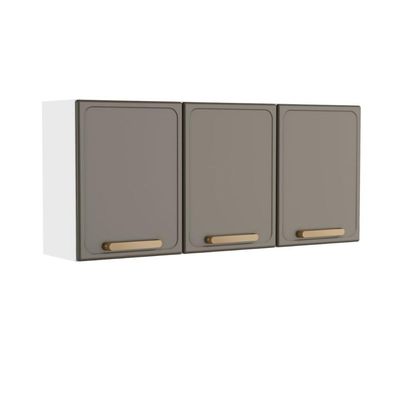 Armário Aéreo Cozinha Aço 120 Cm 3 Portas Essência Bertolini Pecan