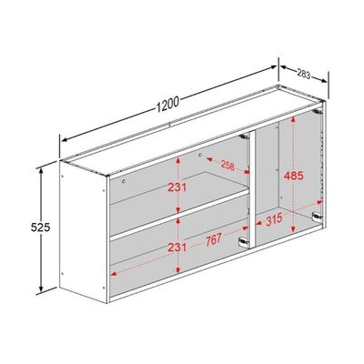 Armário Aéreo Cozinha Aço 120 Cm 3 Portas Essência Bertolini Pecan