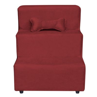 Escadinha Pet 3 Degraus Cachorro E Gato Veludo Vermelho