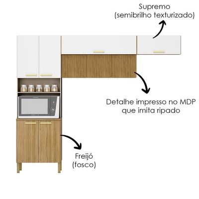 Cozinha 3 Pecas Urbane 260 Cm Freijo Supremo Cp Ripado Freijo Ktp