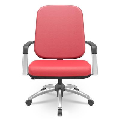 Cadeira De Escritório Giratória Com Braço Cromada Magno P03 Vinil Vermelho - Lyam Decor