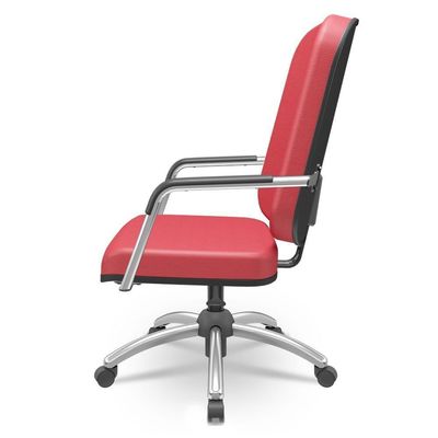 Cadeira De Escritório Giratória Com Braço Cromada Magno P03 Vinil Vermelho - Lyam Decor