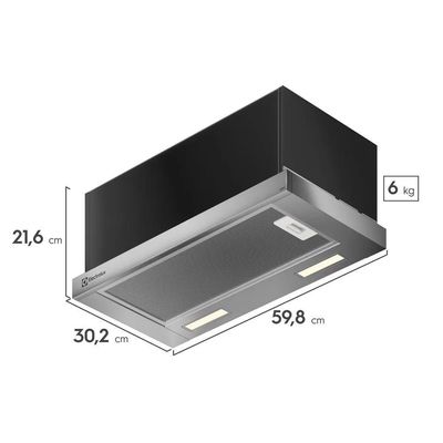 Depurador De Ar Electrolux 60cm Retrátil Inox Efficient Com Luz De Led DE6RS 220V