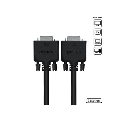 Cabo De Vídeo Vga 15 Pinos Macho Para Vga 15 Pinos Macho 28awg Puro Cobre 2 Metros - Pvm15-2