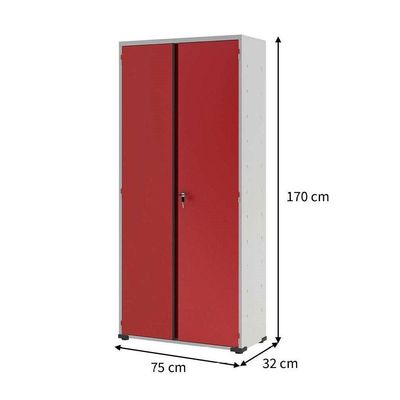 Armário Aço Escritório Fechadura 3Prateleiras Ea302 Vermelho