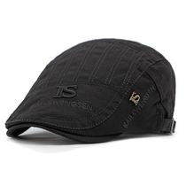 Boina Estilo Britânico Retro Tecido Texturizado Casual Com Bordado Primavera/verão Preto