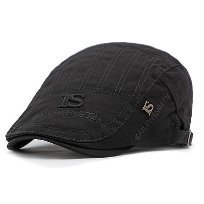 Boina Estilo Britânico Retro Tecido Texturizado Casual Com Bordado Primavera/verão Preto