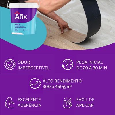 Cola Piso Vinílico Laminado Madeira 4kg Adesivo Acrílico Afix Artecola
