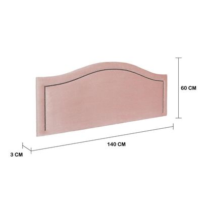 Cabeceira Casal Curva Luxo 140x60 Veludo Rosê - Tachas Fumê