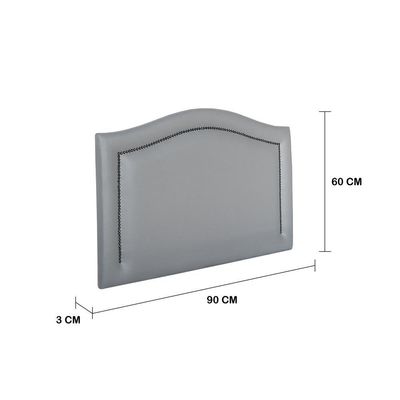 Cabeceira Solteiro Curva Luxo 90x60 Courino Cinza - Tachas Fumê